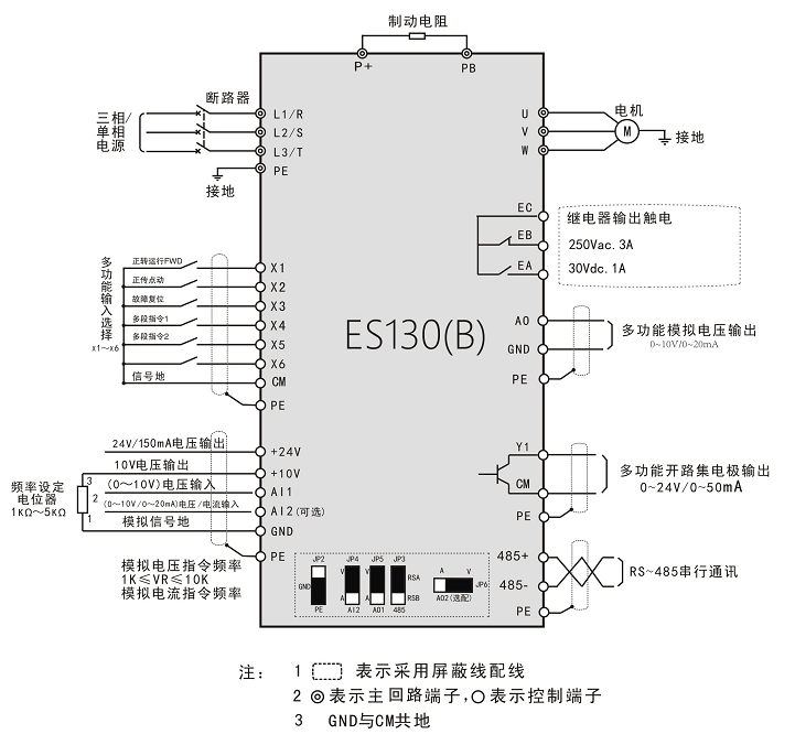 ES130(B) 系列紧凑矢量型变频器-接线图